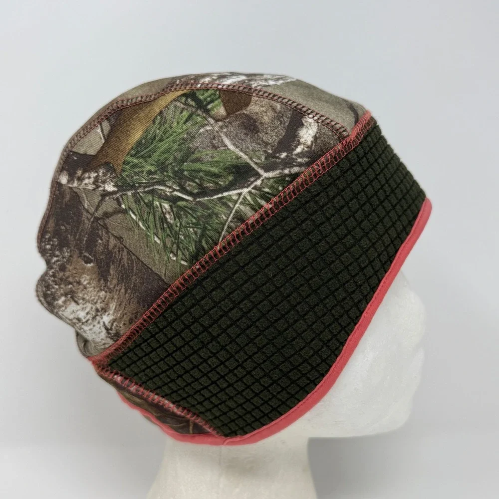 Huntworth Womens Camo Beanie Waffle Fleece Lined Ponytail Hat Pink OSFM